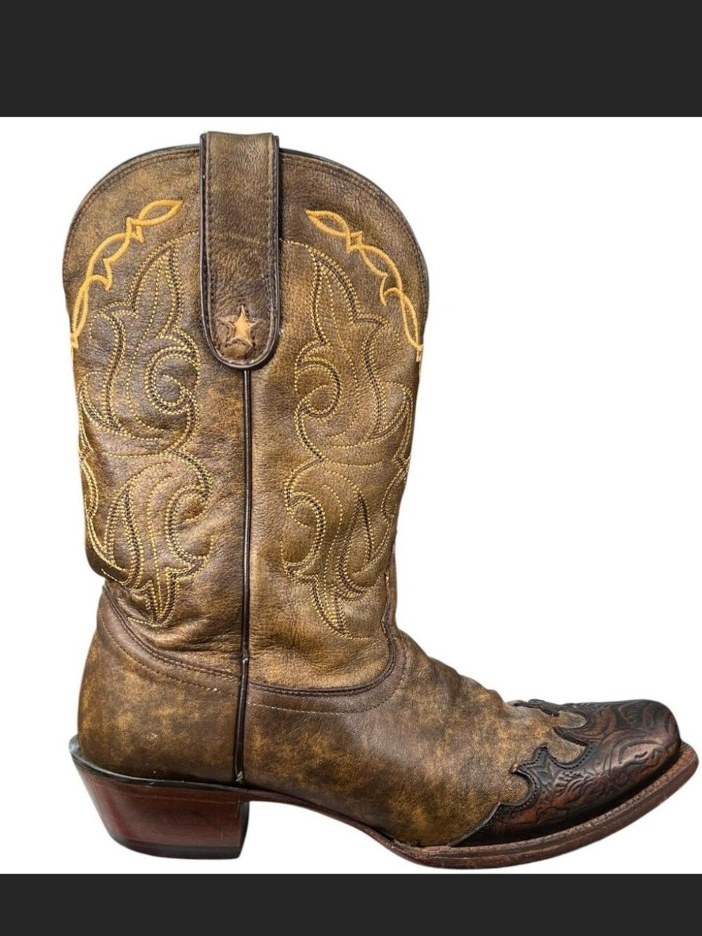 Tony Lama VF6004 Ladies Vacquero Western w/Bark Sante Fe Leather Boot - Picture 11 of 11